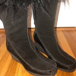 Calvin Klein Black Suede/Pony Hair Boots